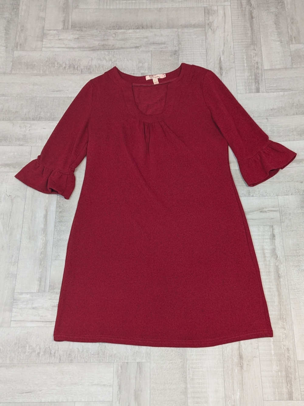 Anthropologie Aryeh Medium Red Ruffle Cuff Dress Quiet Luxury Old Money Holiday